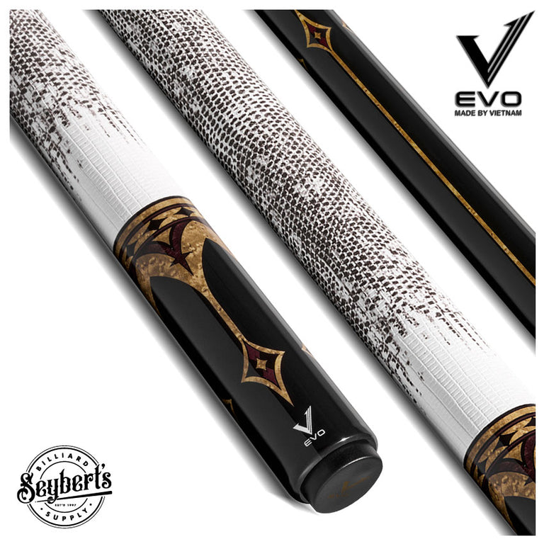 EVO Crown Royal Black Pool Cue with White Lizard Wrap