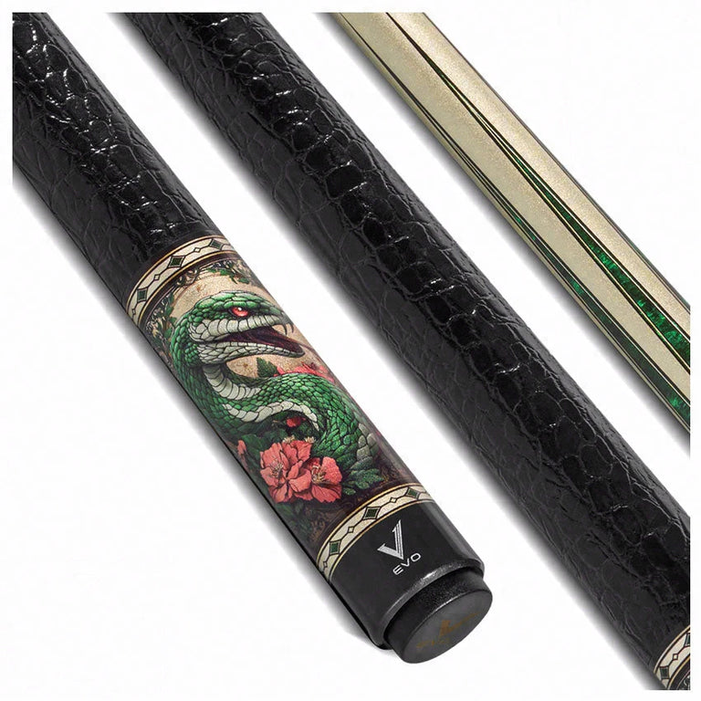 EVO Beast Emerald Cobra Leather Wrap Pool Cue