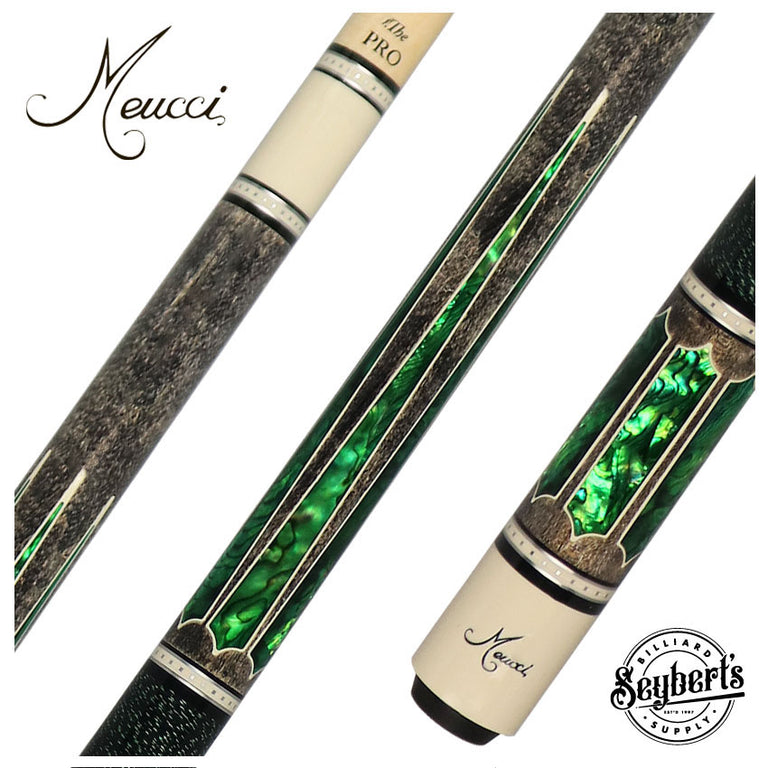 Meucci 2020 Cue - Grey with Green Pearl and Black/Green Wrap - Pro Shaft