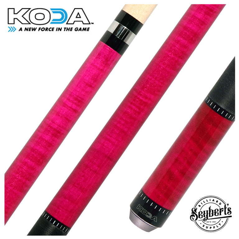 KODA Hot Pink-Stained Maple Pool Cue with Linen Wrap