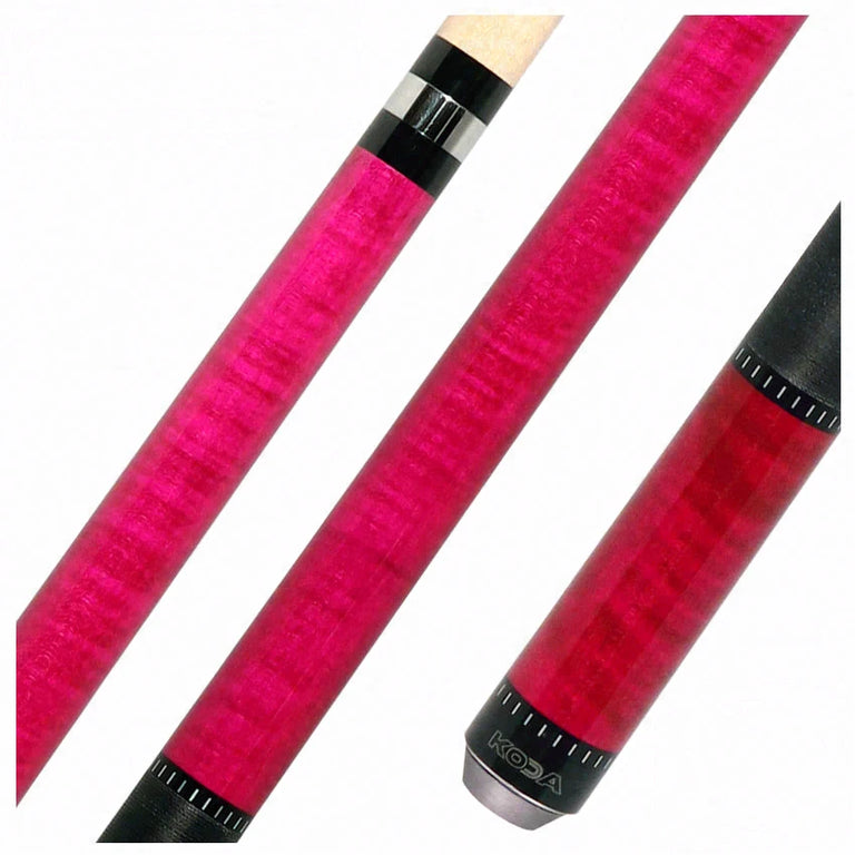 KODA Hot Pink-Stained Maple Pool Cue with Linen Wrap