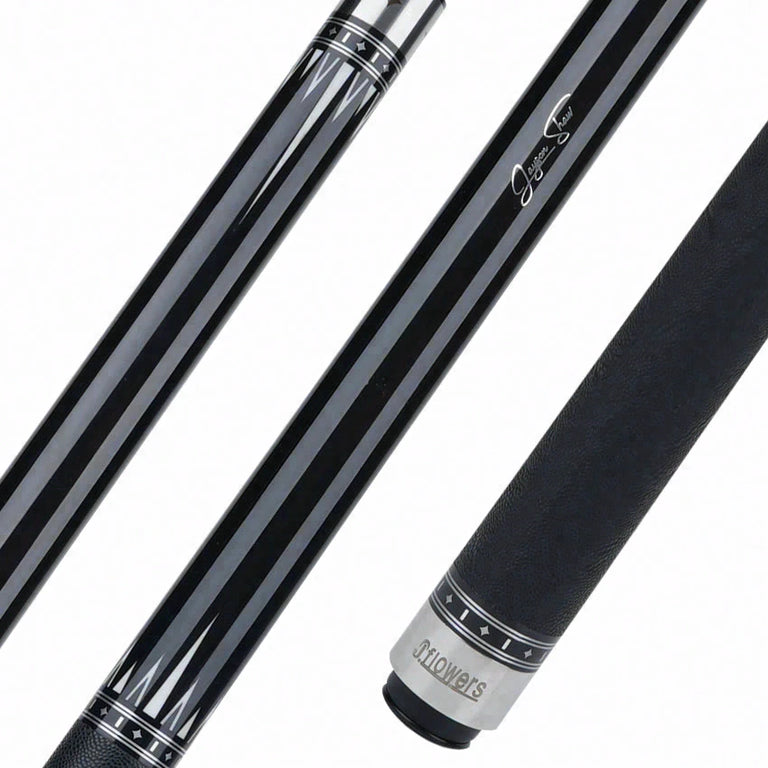 JFlowers True Black Pool Cue with Black Elephant Wrap and Carbon Shaft