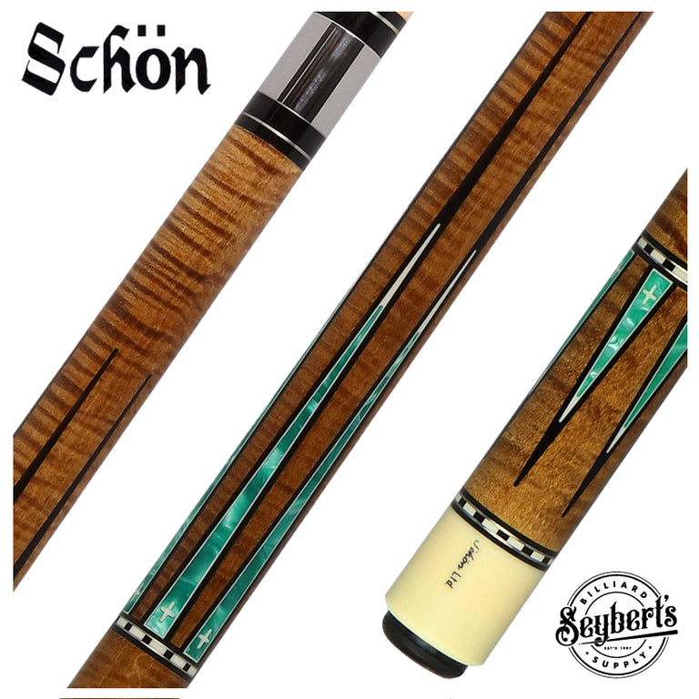 Schon Pool Cue - Dark Stain with Teal Points - LTD2300-DLS