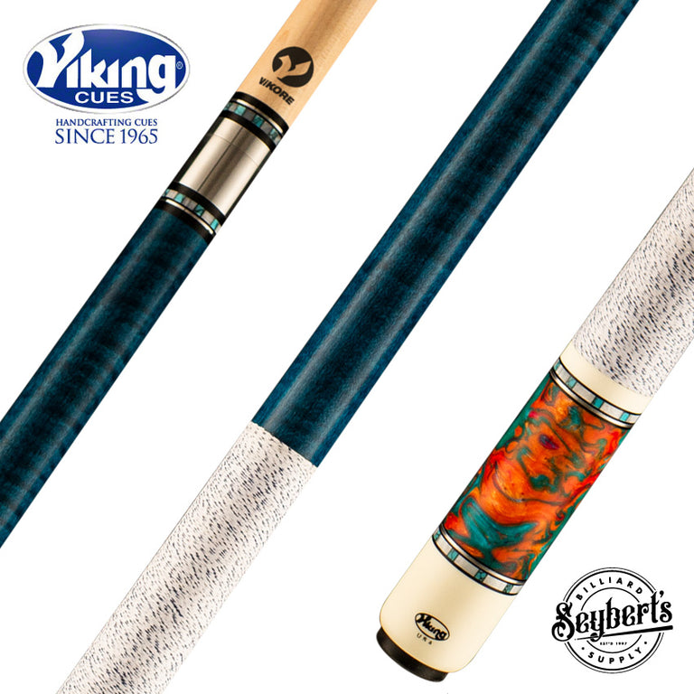 Viking TW0308 Twilight Series Play Cue - Teal-Stained Birdseye Maple with Aqua Fire Premium Pearl