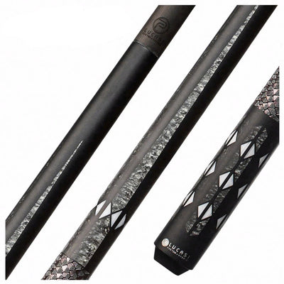 Lucasi Pinnacle Matte Black/Imitation Bone Cue with Carbon Fiber Tech Shaft Cue