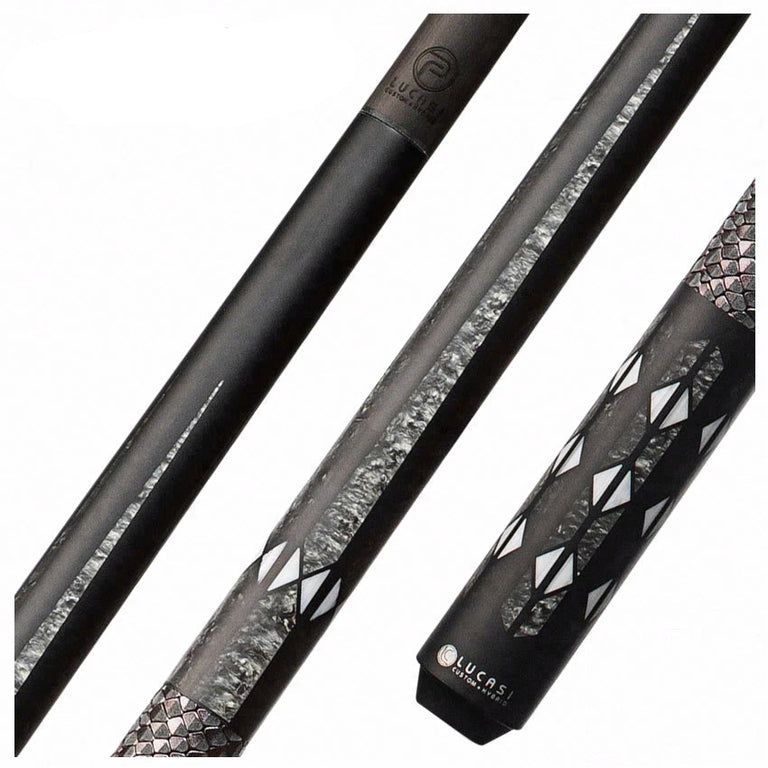 Lucasi Pinnacle Matte Black/Imitation Bone Cue with Carbon Fiber Tech Shaft Cue