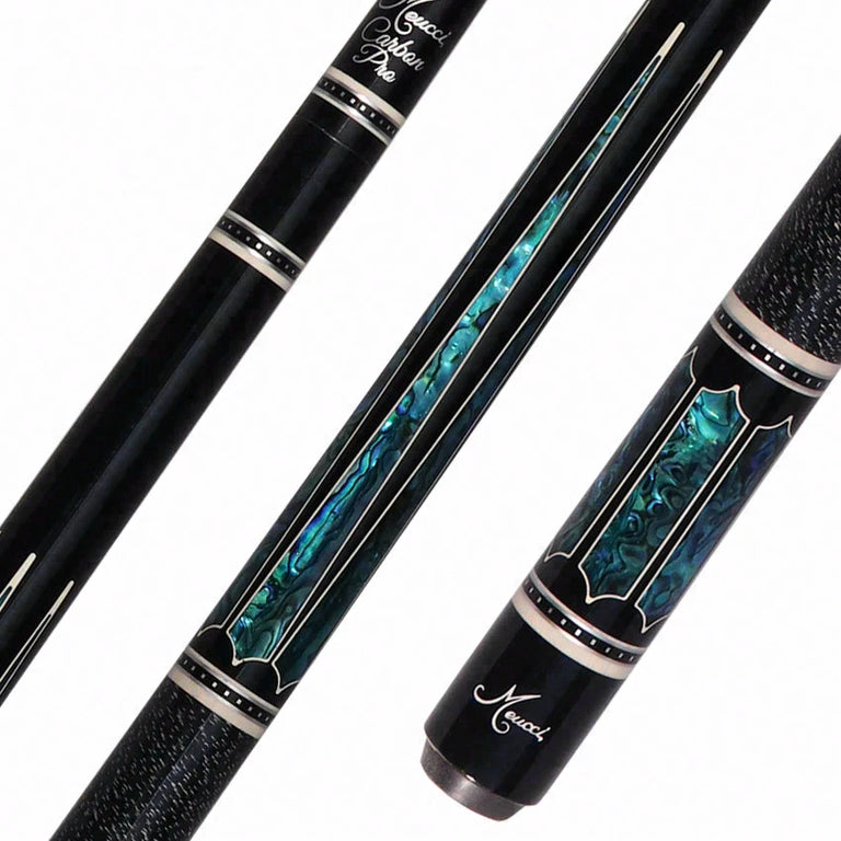 Meucci Ultra Piston 4 Ebony Stain with Abalone Points Pool Cue with Pro Carbon Shaft - UP-4MC
