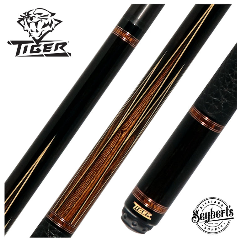 Tiger LX6 Ebony and Bocote Pool Cue with Buffalo Leather Wrap