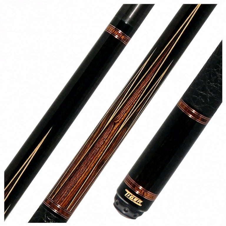 Tiger LX6 Ebony and Bocote Pool Cue with Buffalo Leather Wrap