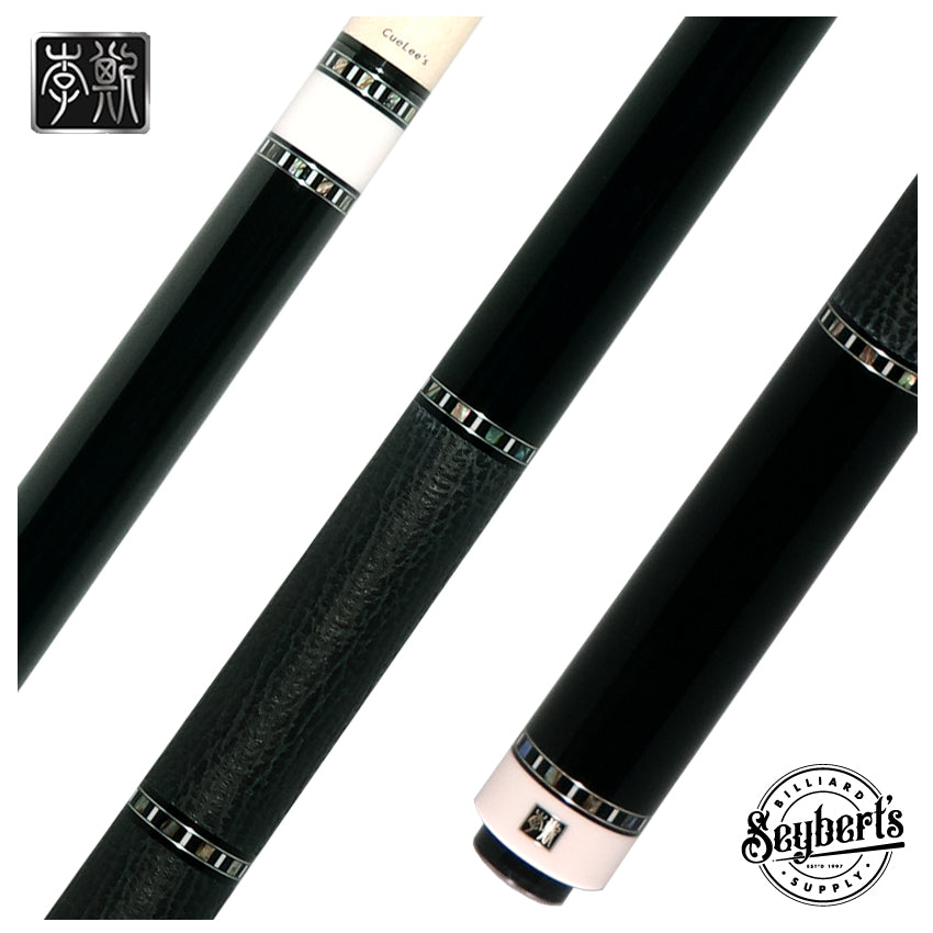 Cuelees Male Phoenix Black Pool Cue with Split Sharkskin Wrap