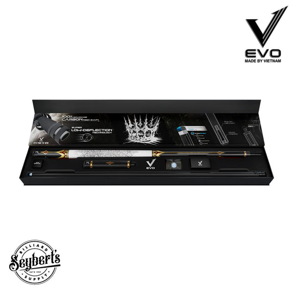 EVO Crown Royal Black Pool Cue with White Lizard Wrap Maxbing