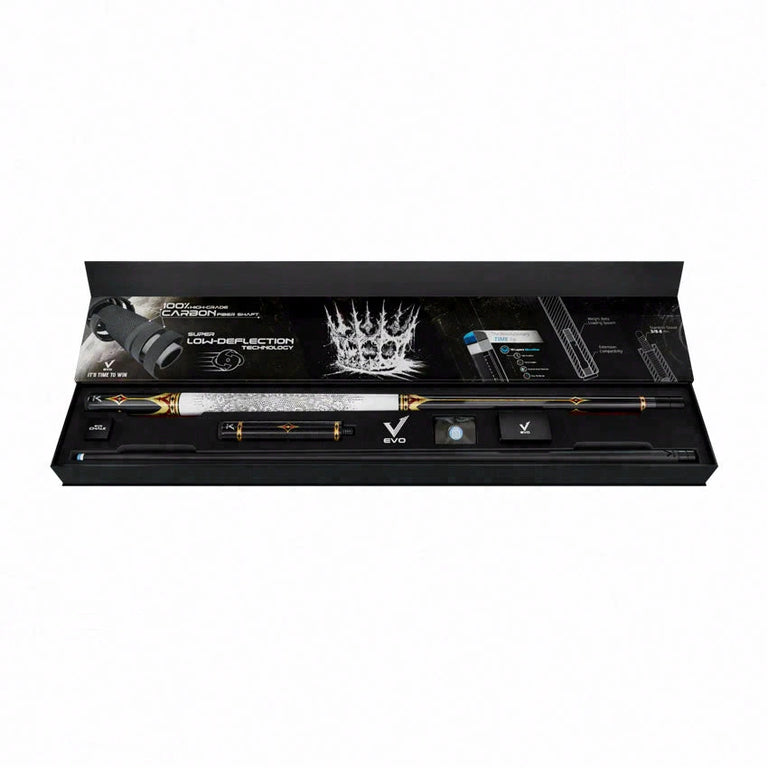 EVO Crown Royal Black Pool Cue with White Lizard Wrap Maxbing Edition