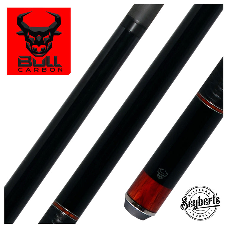 Bull Carbon Black with Cocobolo Inlays Play Cue with Textured Leather Wrap