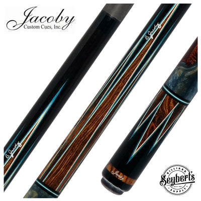 Jacoby Ebony with Bocote Points and Impregnated Banksia Seed No Wrap Pool Cue with Carbon Shaft