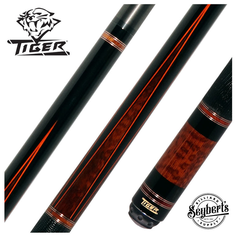 Tiger LX2 Ebony and Snakewood Pool Cue with Lizard Wrap and Fortis Pro Shaft