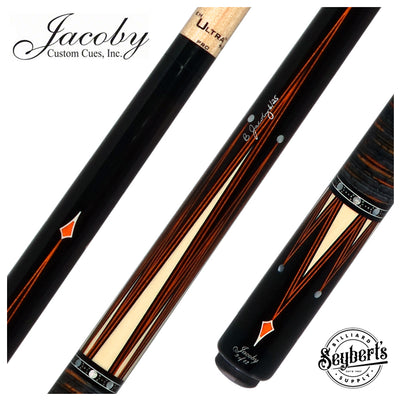 Jacoby Custom Orange Raven Pool Cue with Stacked Leather Wrap - 0917-52SWOR