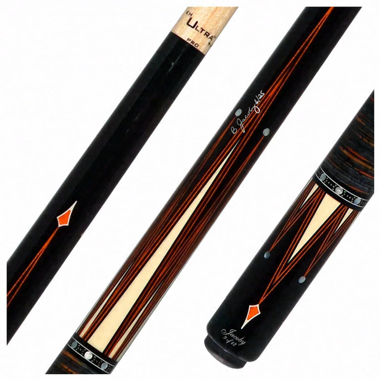 Jacoby Custom Orange Raven Pool Cue with Stacked Leather Wrap - 0917-52SWOR