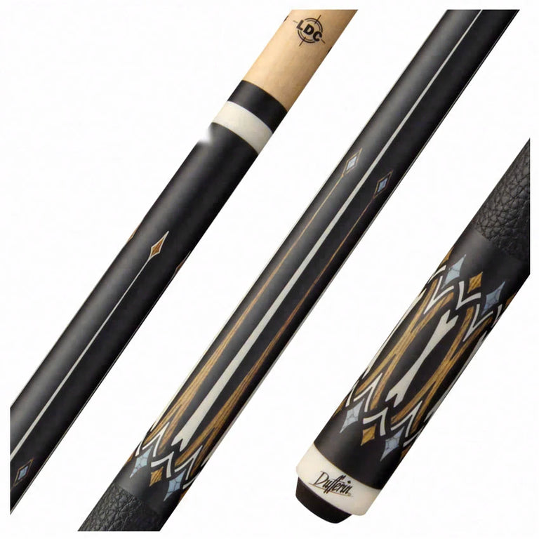 Dufferin Midnight Bocote Cross Pool Cue with Embossed Leather Wrap