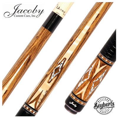 Jacoby HBV2 Series Bocote Forearm with Curly Maple and White Buffalo Inlays Point Cue
