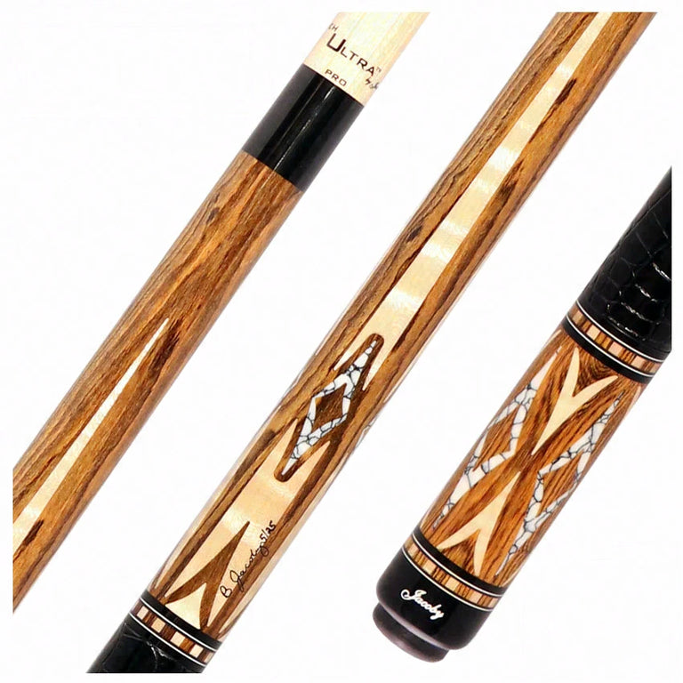 Jacoby HBV2 Series Bocote Forearm with Curly Maple and White Buffalo Inlays Point Cue