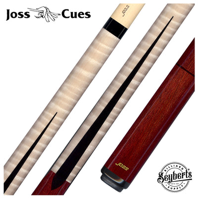 Joss Natural Curly Maple and Bloodwood No Wrap Pool Cue - JC10-04B