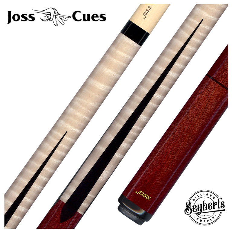 Joss Natural Curly Maple and Bloodwood No Wrap Pool Cue - JC10-04B
