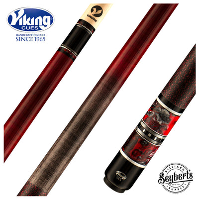 Viking TW0216 Twilight Series Play Cue - Smoke and Crimson Faded Stained Curly Maple with Crimson Storm Premium Pearl