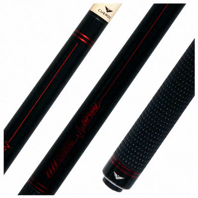 Cueroc Black with Red Sport Graphic Pool Cue with Weave Wrap