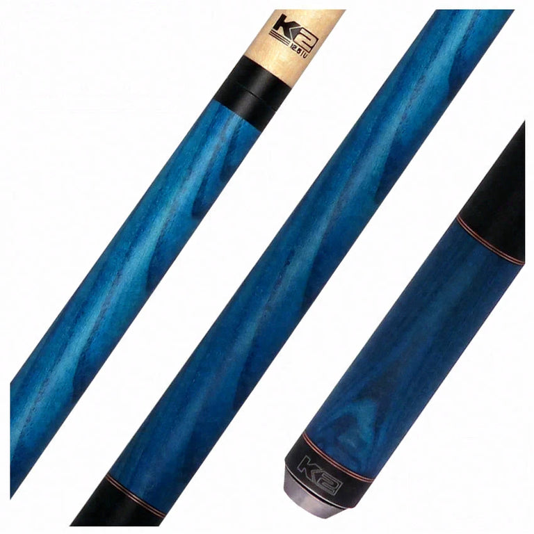 K2 Blue-Stained Ash No Wrap Pool Cue with 12.50mm K2 LD Shaft
