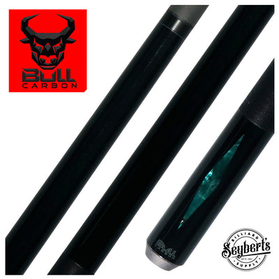 Bull Carbon Black with Iridescent Teal Inlays No Wrap Play Cue