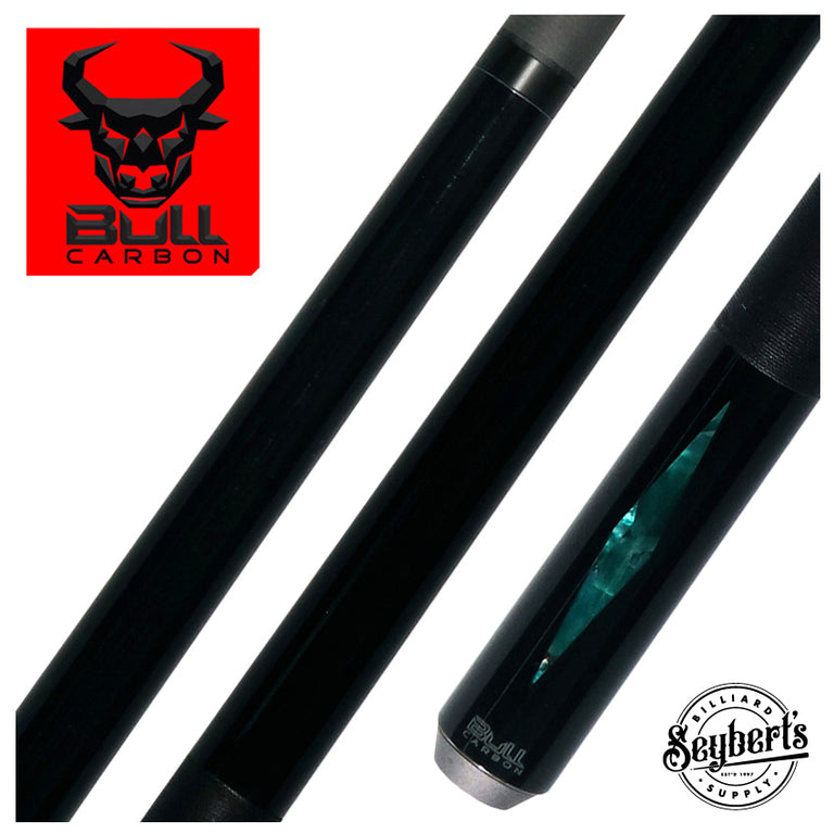 Bull Carbon Black with Iridescent Teal Inlays No Wrap Play Cue