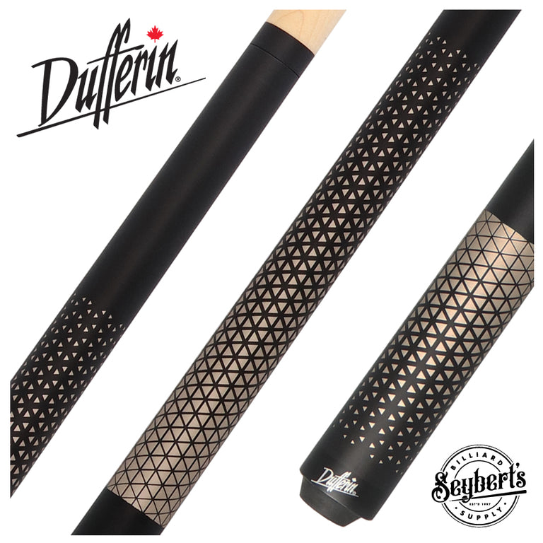 Dufferin Matte Black with Gold Triangle Design Wrapless Graphic Pool Cue - D348