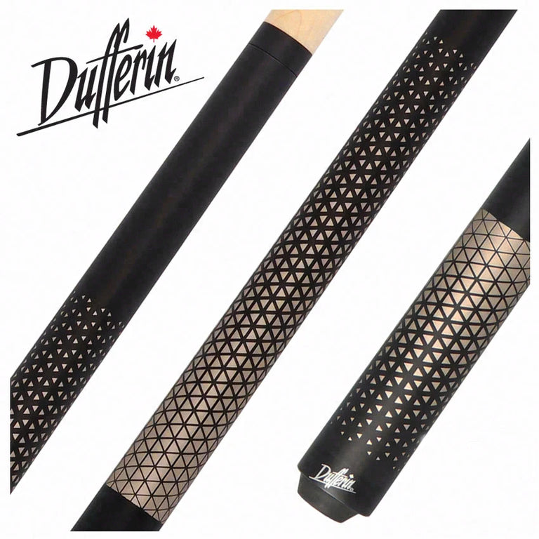 Dufferin Matte Black with Gold Triangle Design Wrapless Graphic Pool Cue - D348