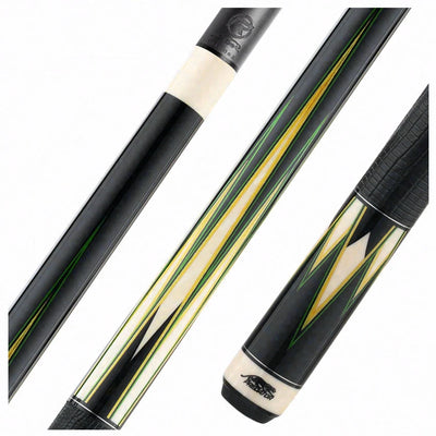 Predator Truesplice 16 Ebony Forearm with Green and Yellow Veneers Pool Cue with Lizard Wrap - Radial