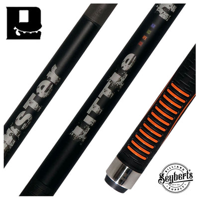 Little Monster Matte Black with Gray Graphic Sport Wrap Play Cue with Carbon Fiber Shaft