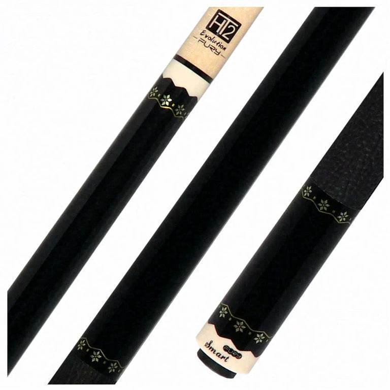 Fury Metallic Black Pool Cue with Sharkskin Leather Wrap - FUCA5