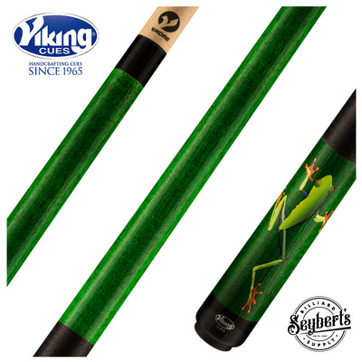 Viking DE0203 De-Cues Series Play Cue - Emerald Stained Northwood Maple with Tree Hugger Frog