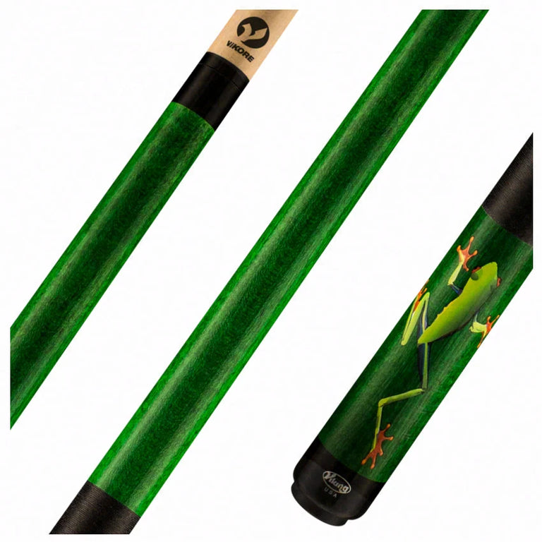 Viking De-Cues Series Emerald Stained Northwood Maple with Tree Hugger Frog Play Cue - DE0203
