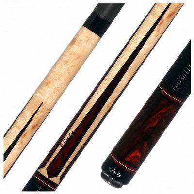 Jacoby Custom Maple and Bloody Jasper Pool Cue with Black Lizard Wrap and Jacoby Black Carbon Shaft