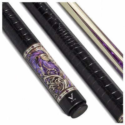 EVO Beast Amethyst Lion Leather Wrap Pool Cue