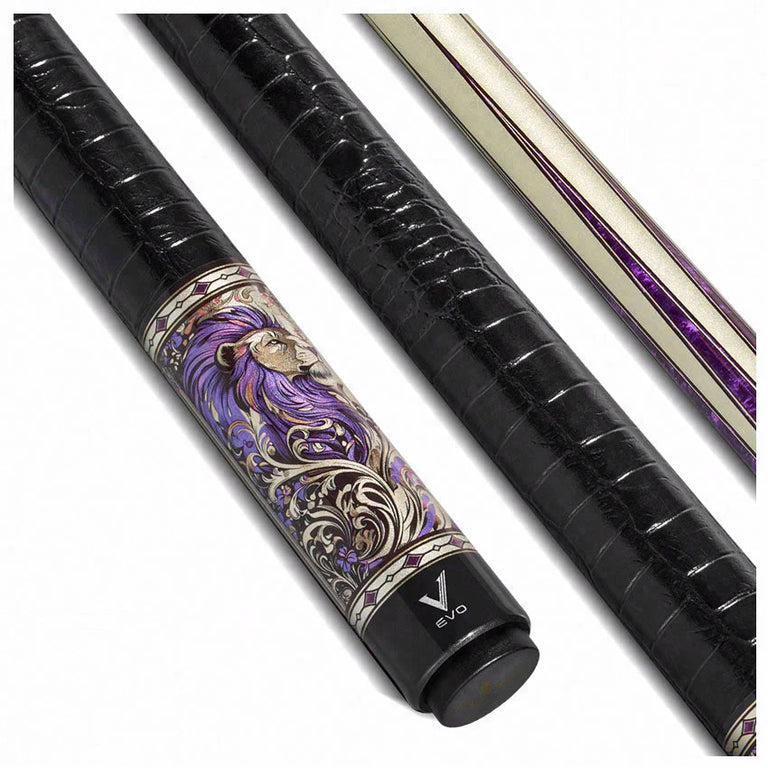EVO Beast Amethyst Lion Leather Wrap Pool Cue