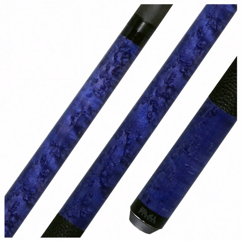 Bull Carbon Purple-Stained Birdseye Maple Play Cue with Textured Leather Wrap