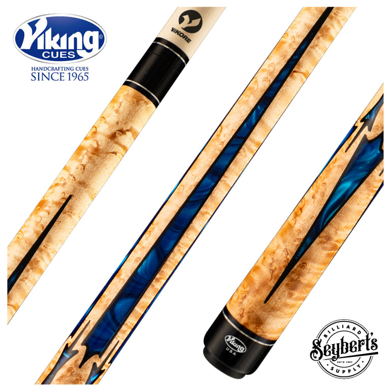 Viking Motore Series Khaki-Stained Maple with Blue Pearl Inlays Play Cue