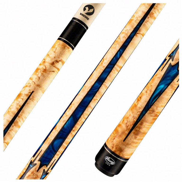 Viking Motore Series Khaki-Stained Maple with Blue Pearl Inlays Play Cue