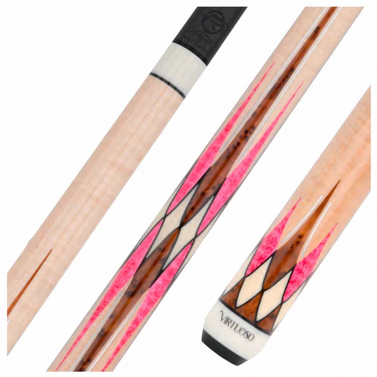 Predator Virtuoso Series Curly Maple with 8 Pink Stone and Thuya Points No Wrap Pool Cue - Uni-Loc