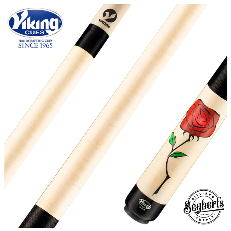 Viking DE0300 De-Cues Series Play Cue - Natural Stained Northwood Maple with Wild Rose Graphic