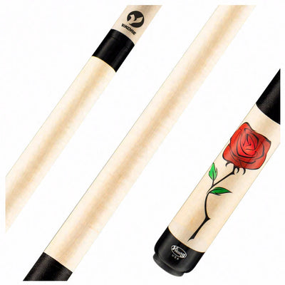 Viking De-Cues Series Natural Stained Northwood Maple with Wild Rose Graphic Play Cue - DE0300