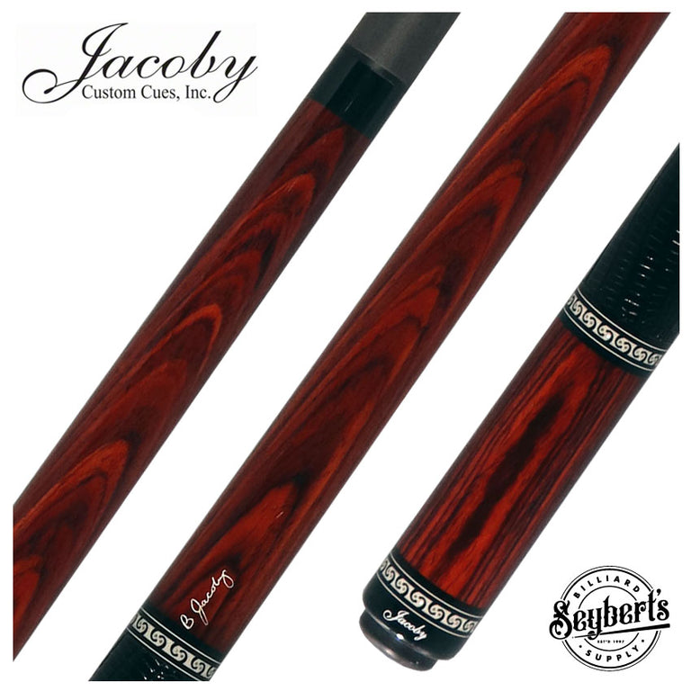 Jacoby Custom Cocobolo Pool Cue with Black Lizard Wrap and Jacoby Black Carbon Shaft