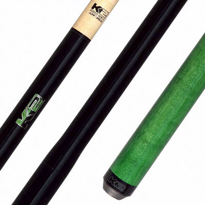K2 Black and Green Curly Maple 6 in 1 No Wrap Break/Jump Pool Cue