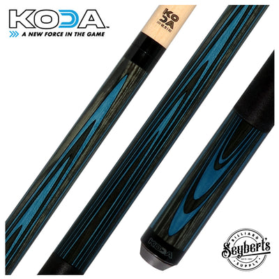KODA Sky Blue and Gray Laminate Pool Cue with Linen Wrap